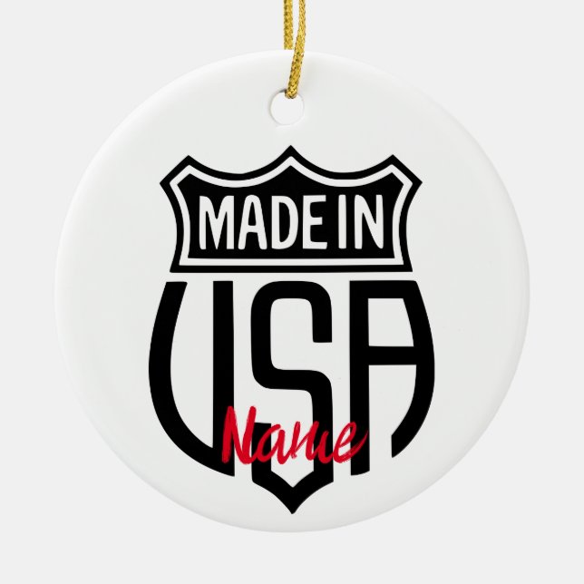 Made in USA Sign Thunder_Cove Julgransprydnad Keramik (Framsidan)