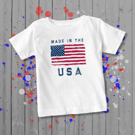 "Made in USA"-Vintagen (Blue Text) US-Flagga T Shirt
