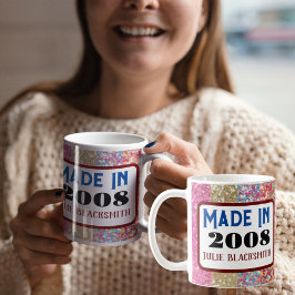 made in (Year) Birthday Glitter för 16, 18, 21 Kaffemugg
