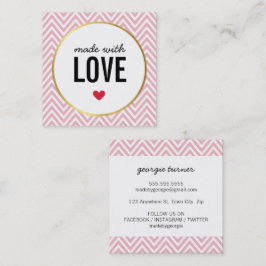 MADE MED KÄRLEK söt förpackningschevron svart rosa Fyrkantigt Visitkort