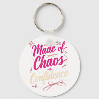 Made Of Chaos And Confidence Sassy Pink Nyckelring