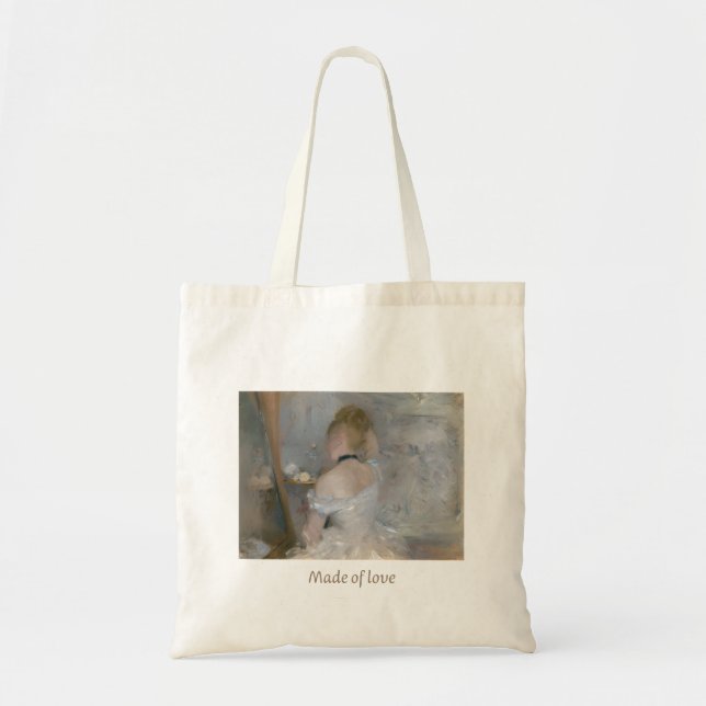 “Made of Love” Aesthetic Tote Bag – Romantic Tygkasse (Framsidan)