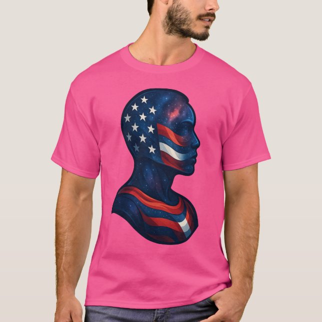 "Made of Stars & Rand" - Celestial American T Shirt (Framsida)