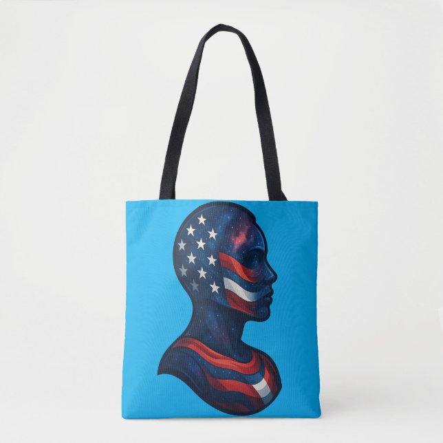 "Made of Stars & Rand" - Celestial American Tygkasse (Framsida)