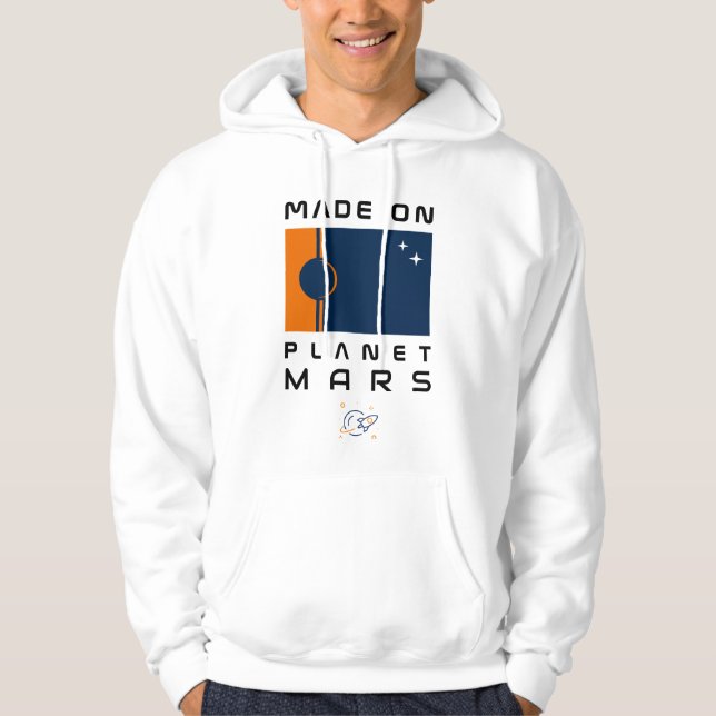 Made on Planet Mars Hoodie med Martian Flagga (Framsida)