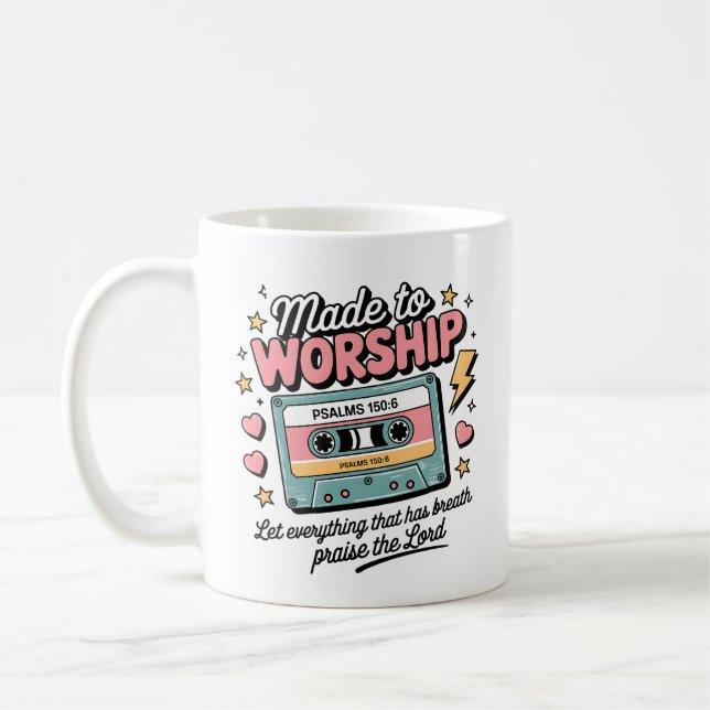 Made till Worship Mugg | Retro Christian Coffee Ko (Vänster)