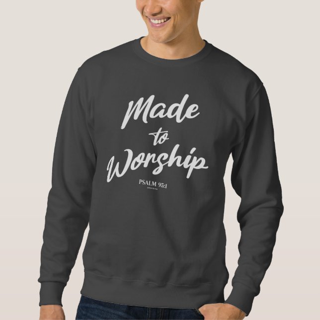 Made till Worship Psalm 95:1 Lång Ärmad Tröja (Framsida)