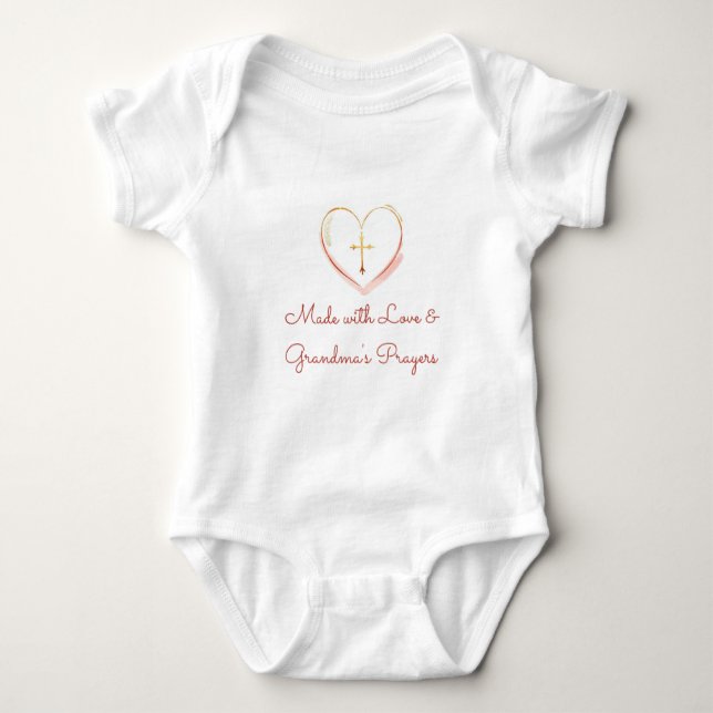 Made with Love and Grandmas Prayers Religious T Shirt (Framsida)