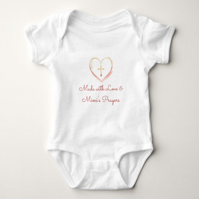 Made with Love and Mimis Prayers Religious T Shirt (Framsida)