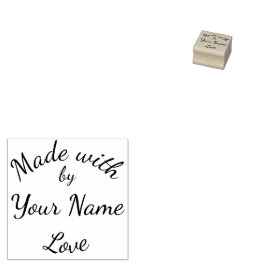 Made With Love By Custom Name Simple Cursive Stämpel