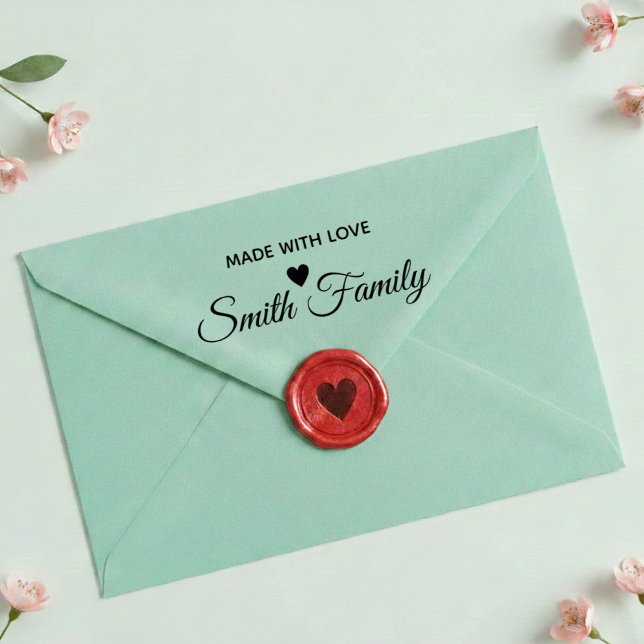 Made With Love Family Name Custom Label Stamp Självfärgande Stämpel (Skapare uppladdad)