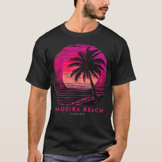 Madeira Beach FL Sunset Vintage Handflatan Träd 80 T Shirt