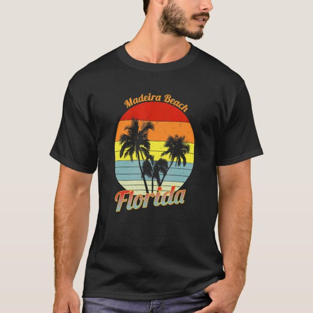 Madeira Beach Florida Retro Tropical Handflatan Tr T Shirt (Framsida)