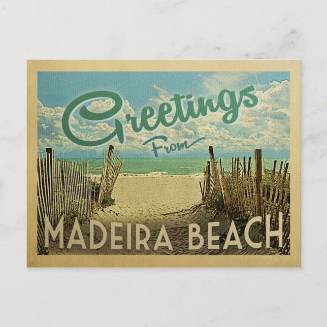 Madeira Beach Postcard Vintage resor Vykort (Framsida)