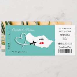 Madeira Bröllopsdestination Boarding Pass Biljett Inbjudningar