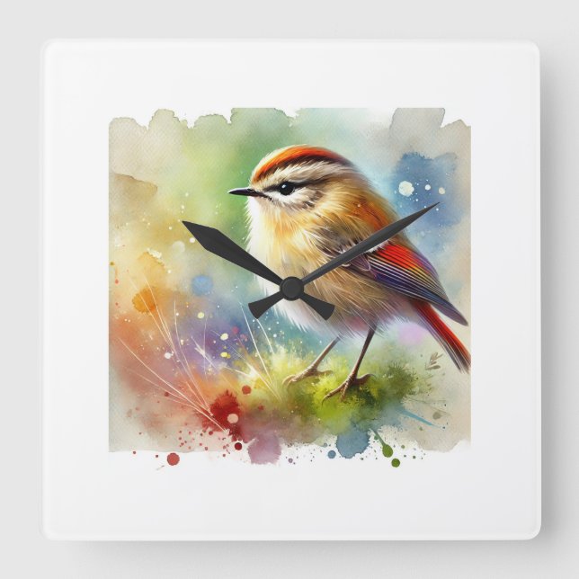 Madeira Firecrest 031024AREF120 - Watercolor Fyrkantig Klocka (Framsida)