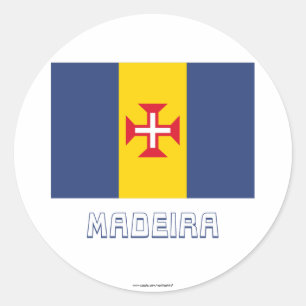 Madeira flagga med namn runt klistermärke