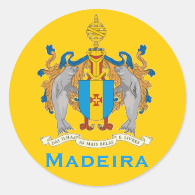 Madeira Flagga Round Sticker Runt Klistermärke (Framsida)