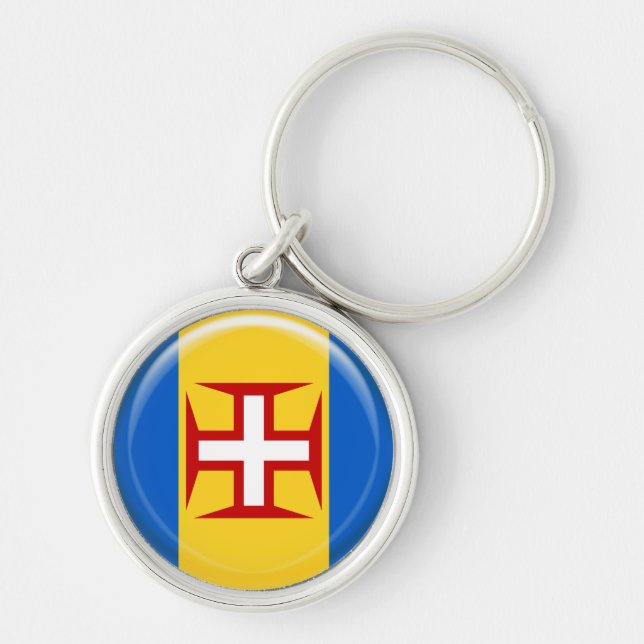Madeira, flagga rund silverfärgad nyckelring (Framsidan)
