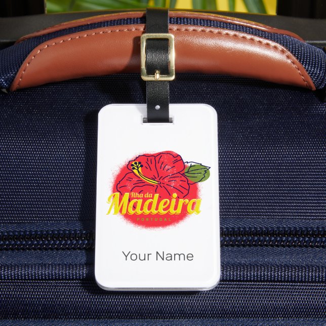 Madeira Hibiscus Flower Island Portugal Souvenir Bagagebricka (Framsida Insitu 2)