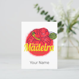 Madeira Hibiscus Flower Island Portugal Souvenir Helg Vykort