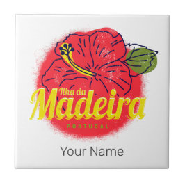 Madeira Hibiscus Flower Island Portugal Souvenir Kakelplatta