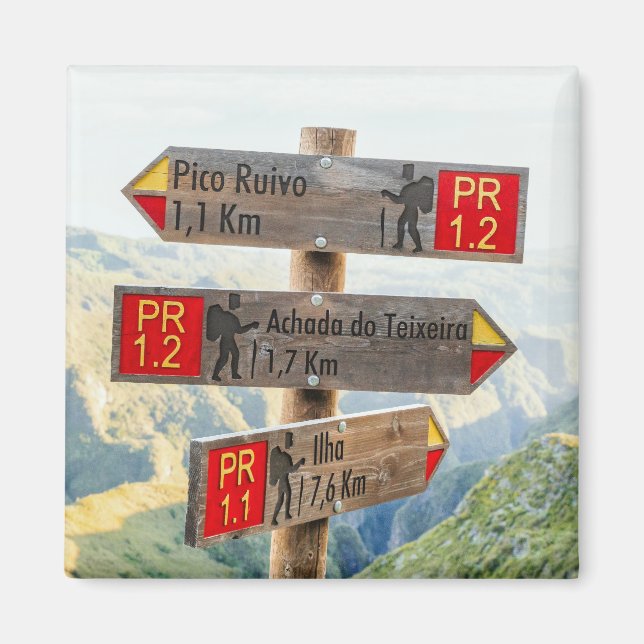 Madeira Pico Ruivo Stigskyltar Vandring Magnet (Framsidan)