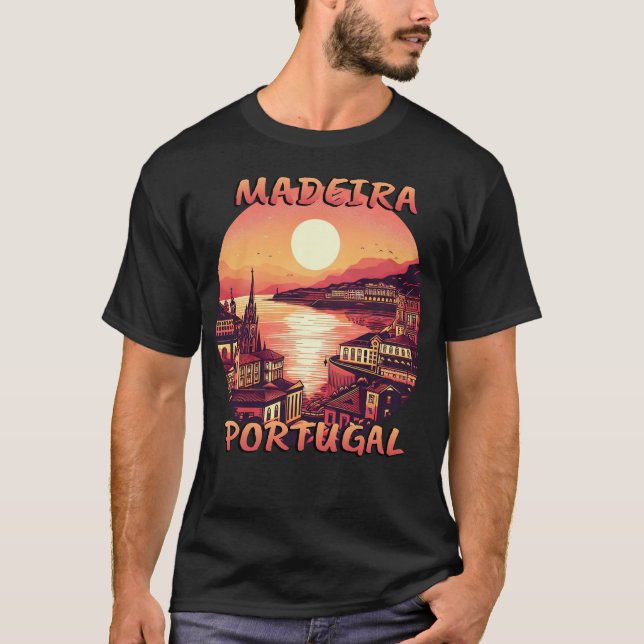 Madeira Portugal City Sunset Circular T Shirt (Framsida)