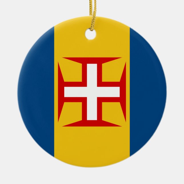 Madeira (Portugal) flagga Julgransprydnad Keramik (Framsidan)