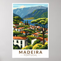 Madeira Portugal Ö Resemålning Konst Vintage