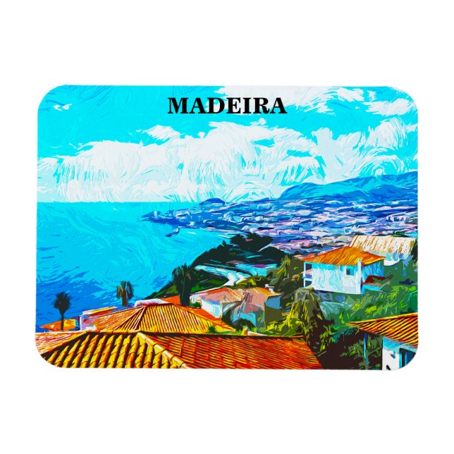 Madeira Portugal Panorama View Illustration Magnet (Horisontell)