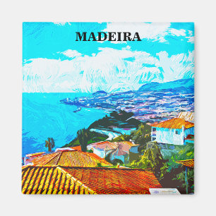 Madeira Portugal Panorama View Illustration Magnet