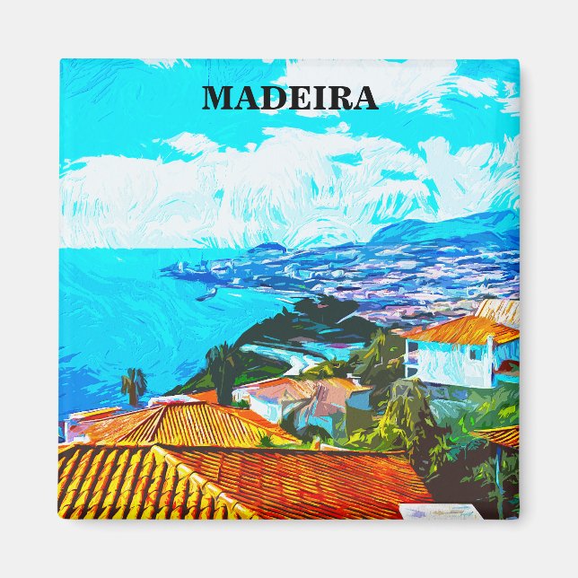 Madeira Portugal Panorama View Illustration Magnet (Framsidan)