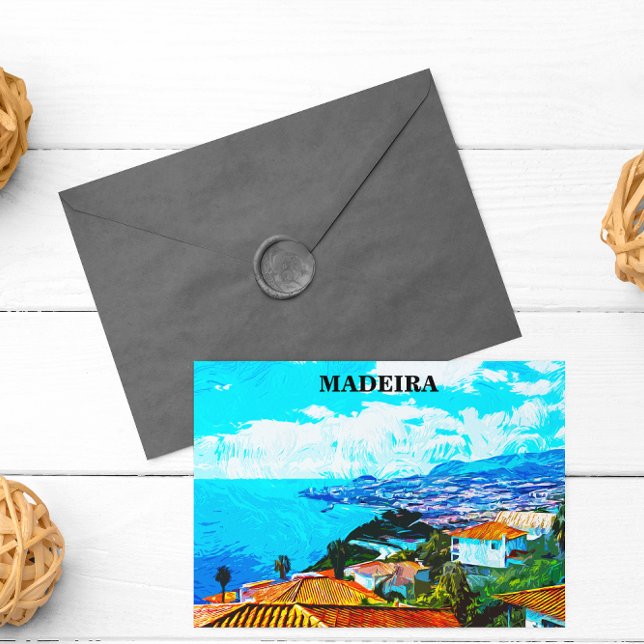 Madeira Portugal Panorama View Illustration Vykort (madeira panorama view postcard)