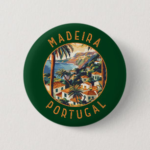 Madeira Portugal Retro Distress Circle Knapp