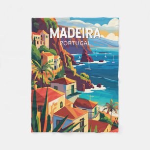 Madeira Portugal Travel Art Vintage Fleecefilt