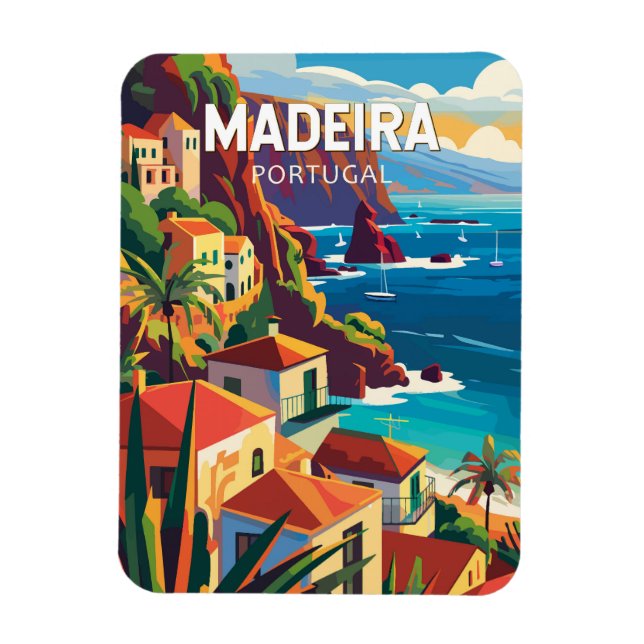 Madeira Portugal Travel Art Vintage Magnet (Vertikal)