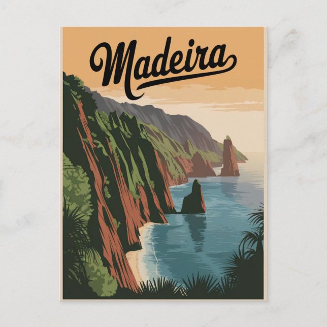 Madeira Portugal Vintage Vykort (Framsida)