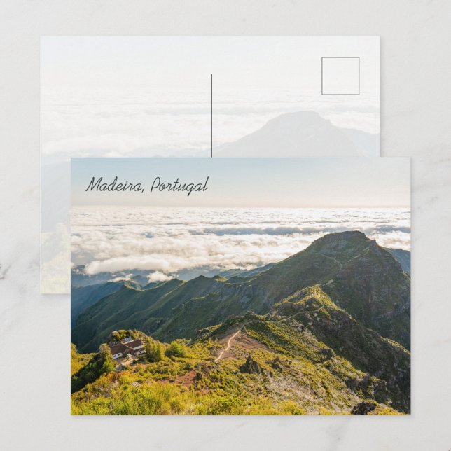 Madeira PR 1.2 Pico Ruivo Bergsutsikt (text) Vykort (Fram/baksida)