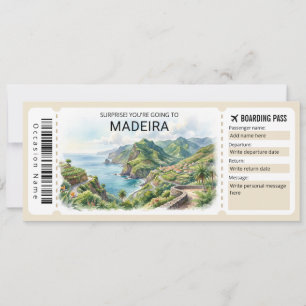 Madeira-resa Ombordstigningskort Biljett Inbjudningar