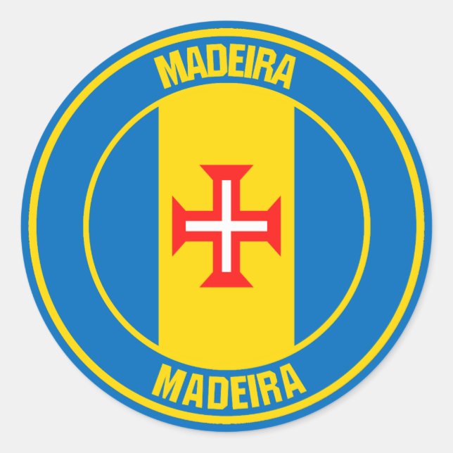 Madeira Round Emblem Runt Klistermärke (Framsida)