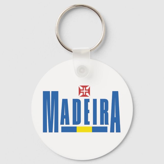 Madeira Text och Flagga Färg Nyckelring (Framsida)