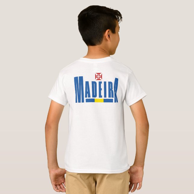 Madeira Text och Flagga Färg T Shirt (Hel baksida)