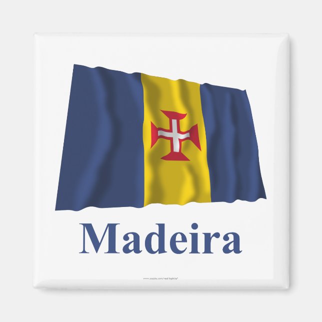 Madeira Wave Flagga med Namn Magnet (Framsidan)