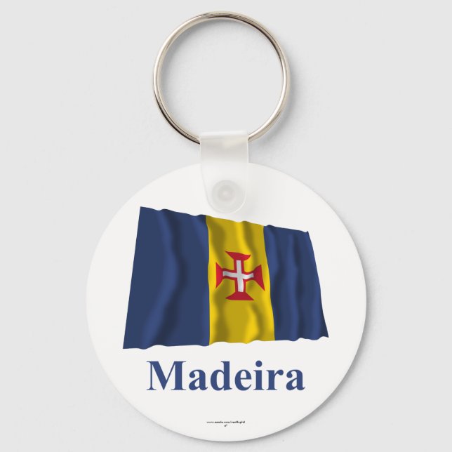 Madeira Wave Flagga med Namn Nyckelring (Framsida)
