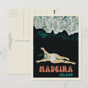 Madeiras illustration av Black Sand Beach dam Vykort