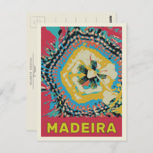 Madeiras passionsblomma, illustration Portugal Vykort