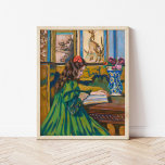 Madeleine Reading | Armand Guillaumin Poster<br><div class="desc">Madeleine Guillaumin Lisant (1898) | Originalteckningar av Franskens imponerande målare och litografiet Armand Guillaumin (1841-1927). Biet skildrar en ung flicka i en grönt klänning och ett rött hår som sitter i bord och läser en bok. Använda verktygen för att lägga till anpassningsbar eller anpassa bilden.</div>