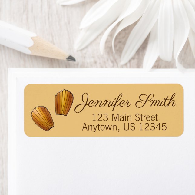 Madeleines Fransk Pastry Chef Pâtisserie Bakery Returadress Etikett (Insitu)