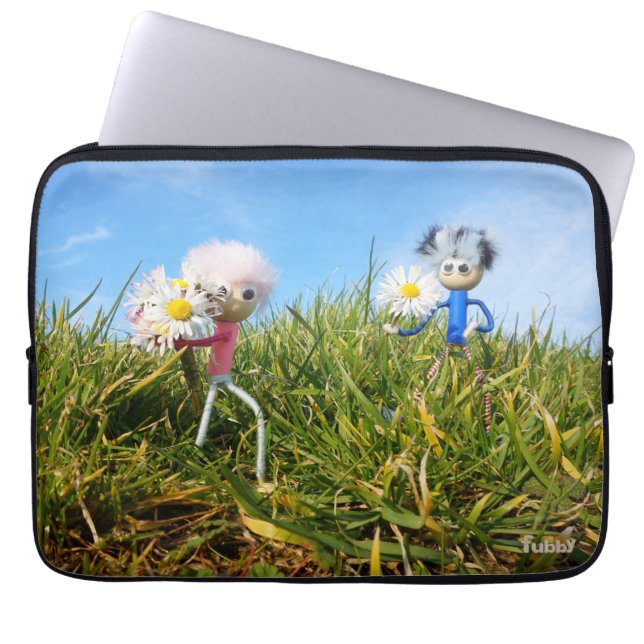 Madeliefjes plukkende fubby's.     laptop fodral (Framsidan)